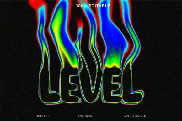 Level 3D Text Effect Glitch and Liquid: A Modern Design Asset