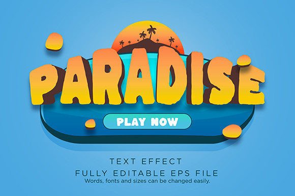 Paradise Game UI Button Text Effect Font: Dynamic Display Typography